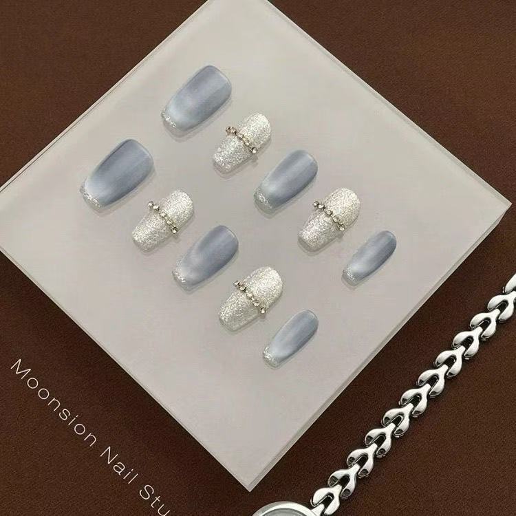hand-crafted and polished blue nail