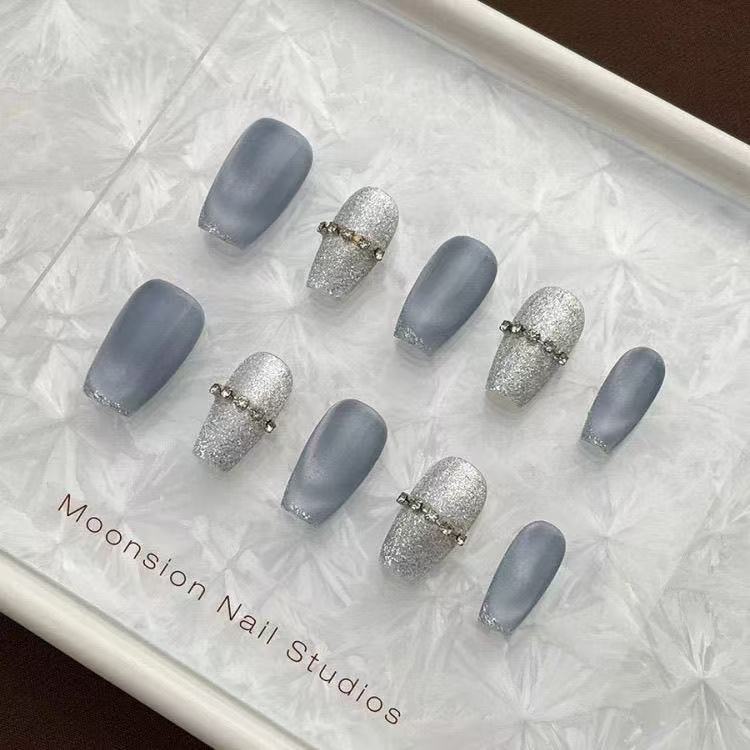 hand-crafted and polished blue nail